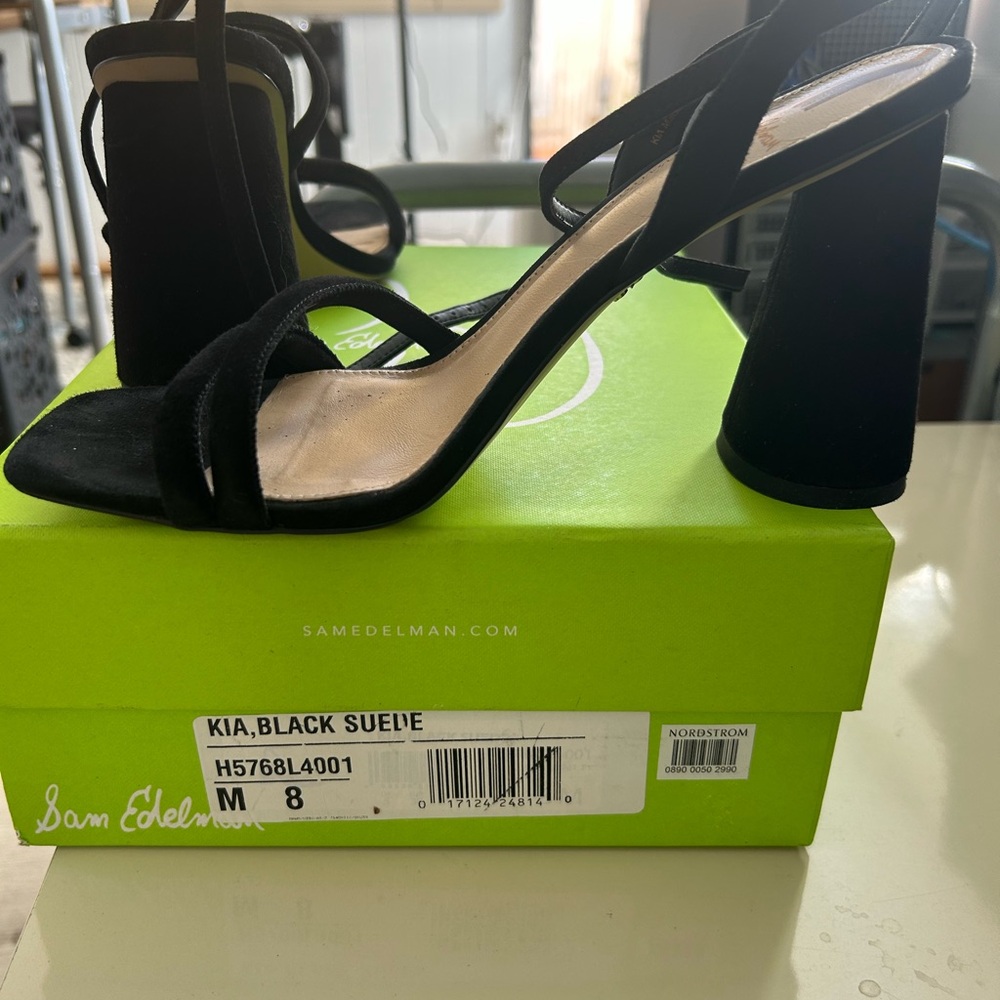 Sam Edelman Black Suede Strappy Heels